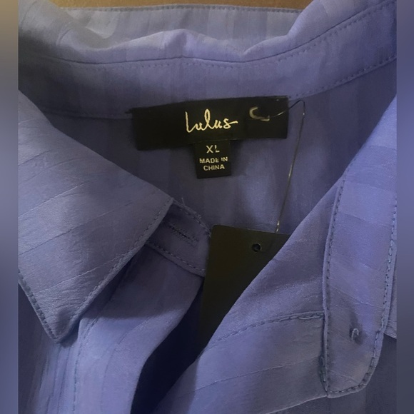 NWT Lulu’s Women's Blue Striped Button-Up Top size XL - Picture 8 of 9